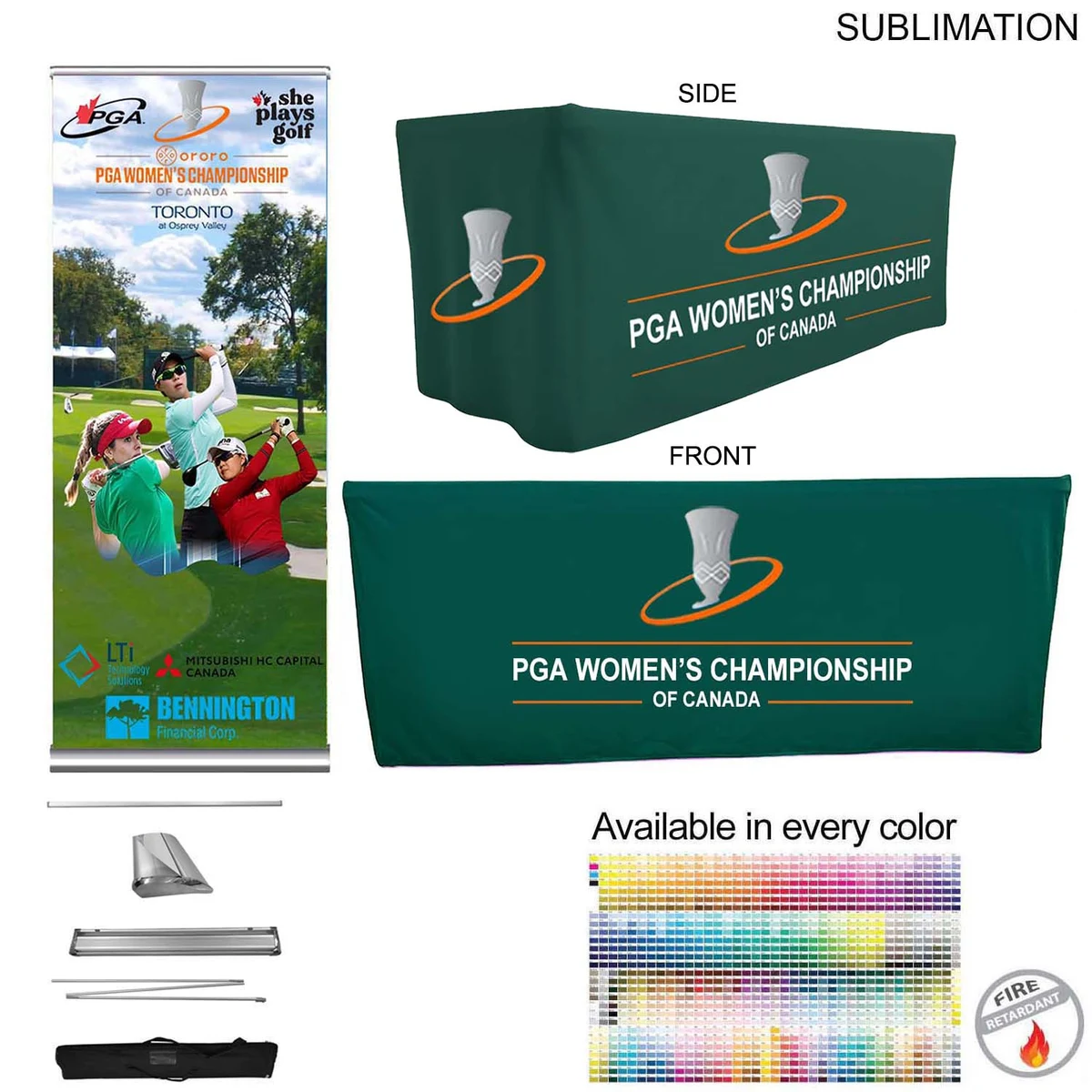Outdoor Event Package 2, Deluxe pull up banner (DP652-5) + Premium 6' box fit tablecloth (SU808) 1