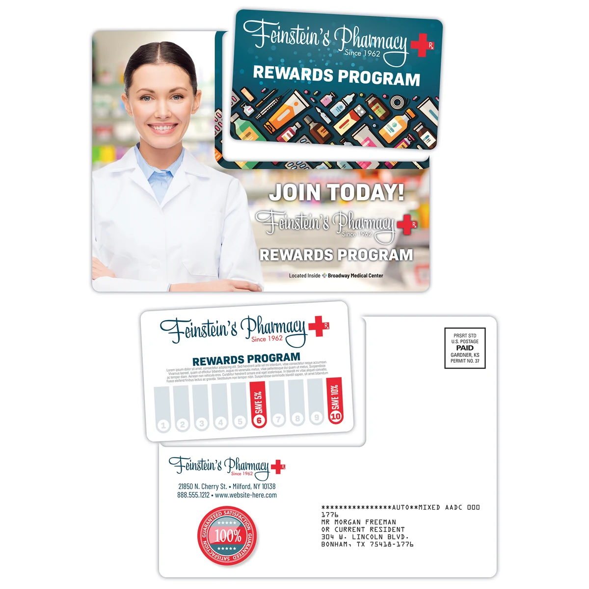 Laminated Die-Cut Postcard (5.5x4.25) w/Detachable Card (3.375x2.125) 1