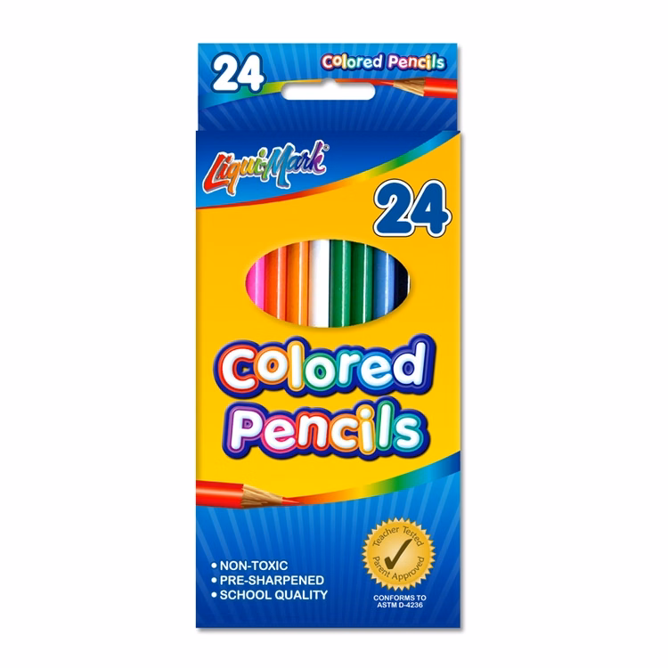 24 Pack Colored Pencils 7" Pre-Sharpened - Assorted Colors