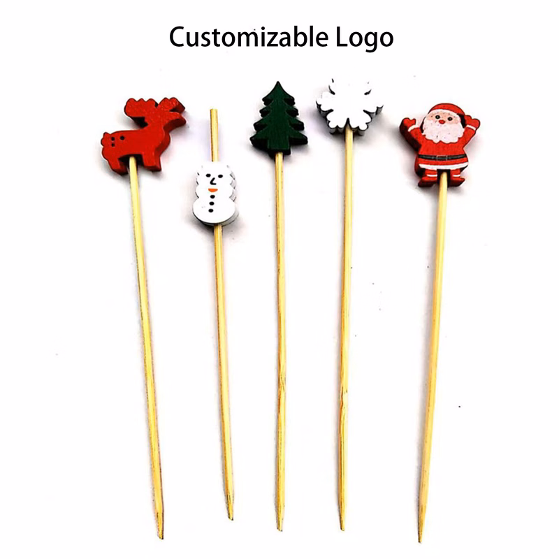 50PCS Christmas Fruit Bamboo Sticks With Customizable Logo