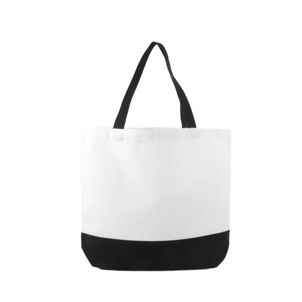 Handheld Patchwork Canvas Folding Shopping Bag, custom tote bag with logo imprint 1