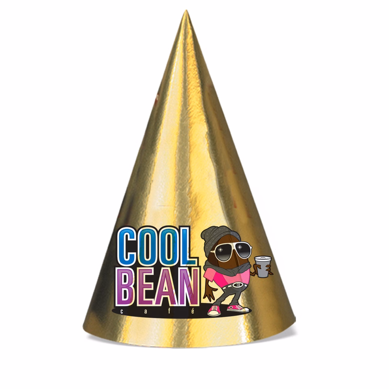 9" Custom Printed Foil Cone Hat w/ Elastic