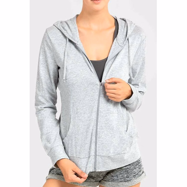Women's Plus Size Jersey Zip-Up Hoodie Jackets - 3X Gray