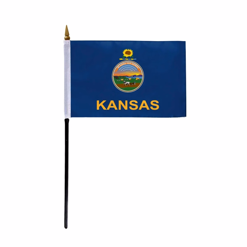 4"x6" & 12"x18'' Kansas ePoly Printed Stick Flags