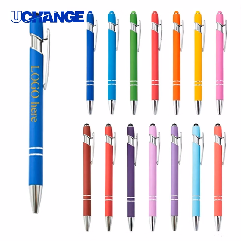 Soft Touch Metal Ballpoint Pen with Color Stylus Tip