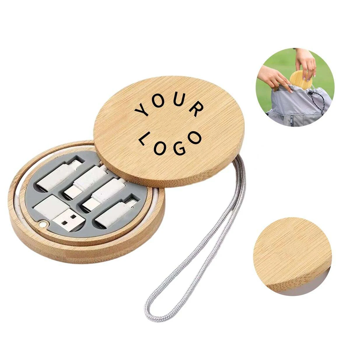 Eco Bamboo Multi USB Cable Set for Devices 1