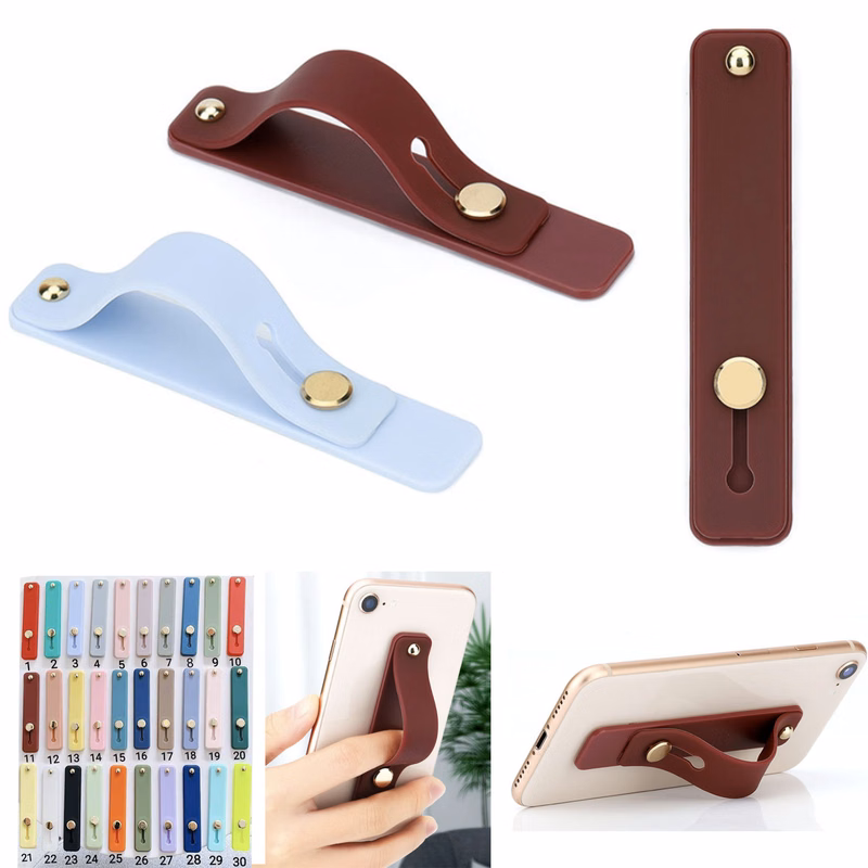 Silicone Smartphone Finger Holder Adjustable Strap With StandCell Phone Stand For Desk And Secure