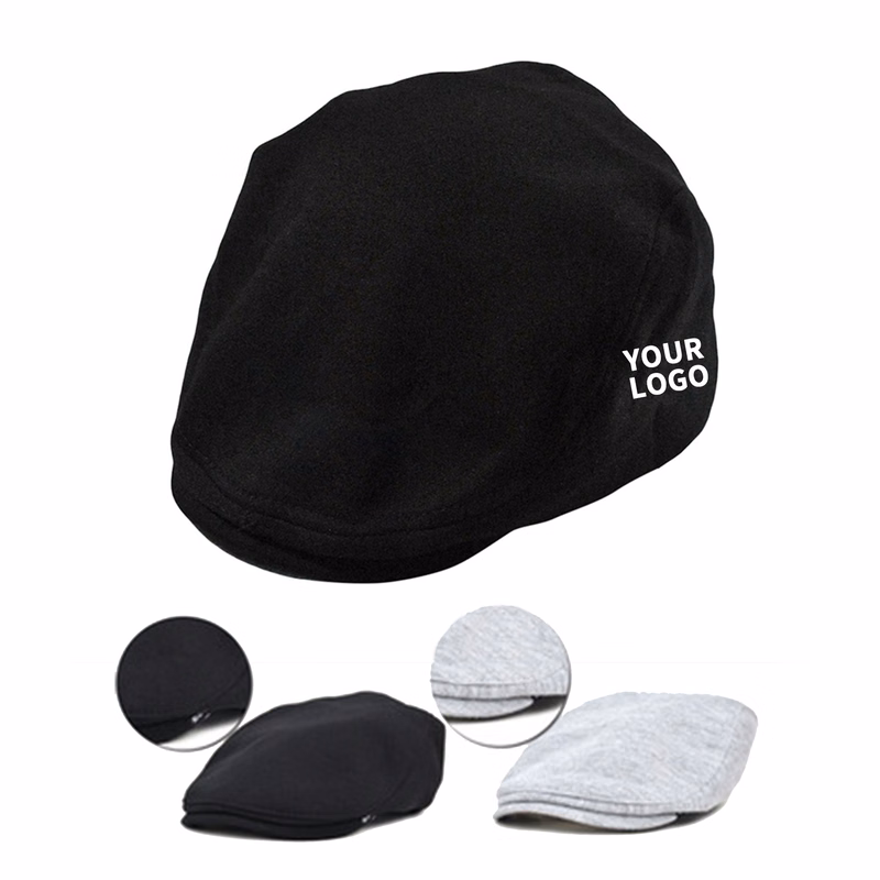 Polyester Flat Crown Newsboy Cap With Elastic Back 10.2" x 4.3"