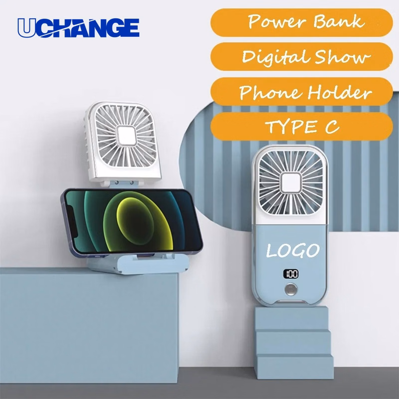 Digital Display Phone Stand Neck Fan Power Bank for Outdoor Events & Commutes