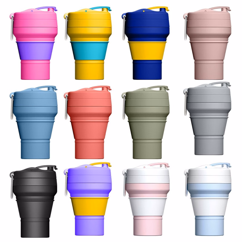Collapsible cups with buckles