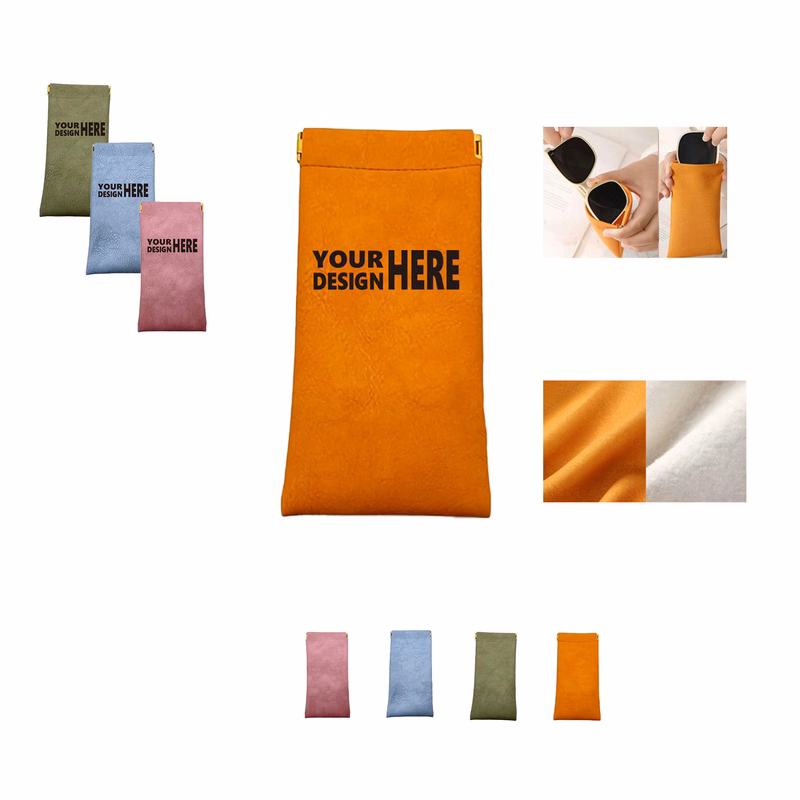 MOQ50 Travel Soft Leather Eye Glasses Organizer Pouch