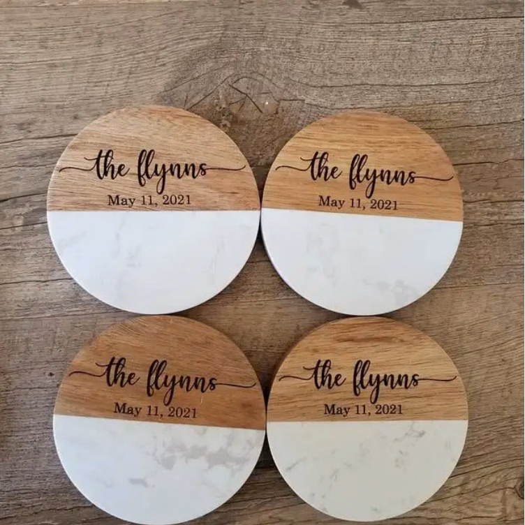 Marble and Wood Placemat Coaster