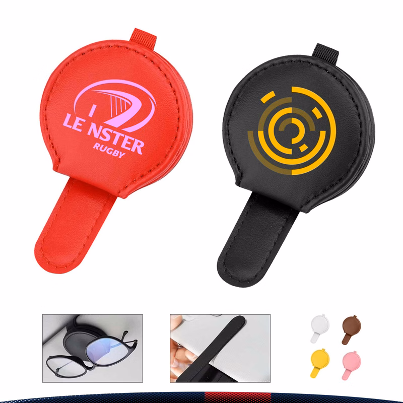 Roda Round PU Leather Car Eyeglasses Clip