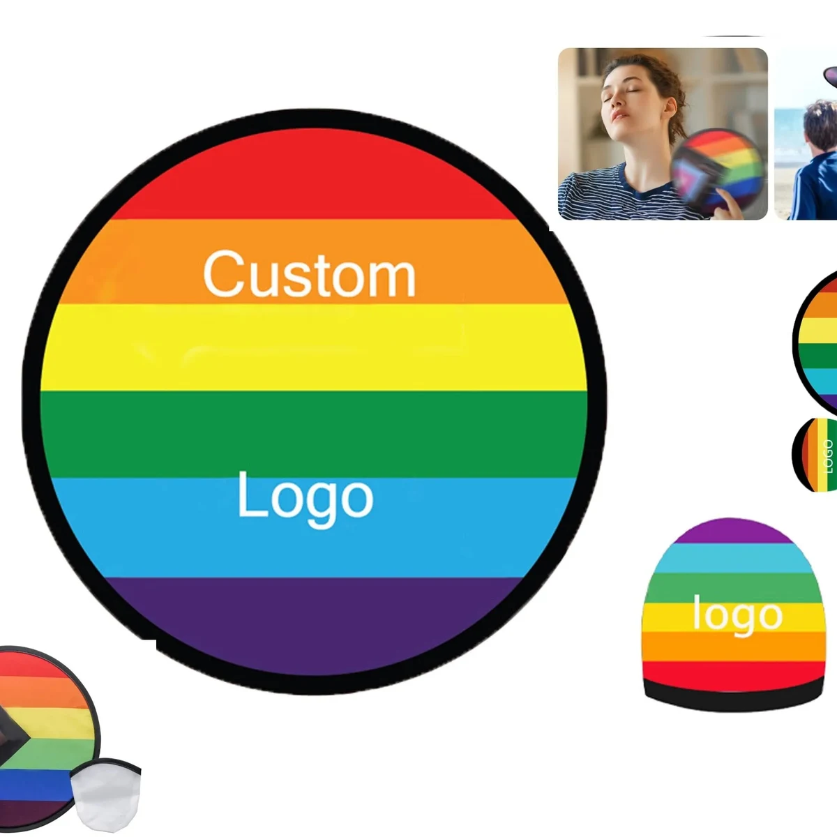 Rainbow Fold Up Flying Disc with Pouch 1