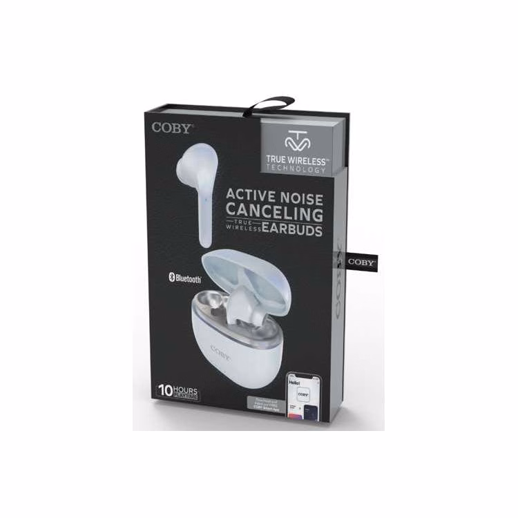 COBY Noise Canceling Wireless Earbuds - White