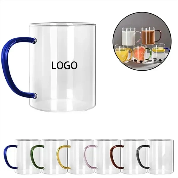 Colored Handle Glass Mug 1