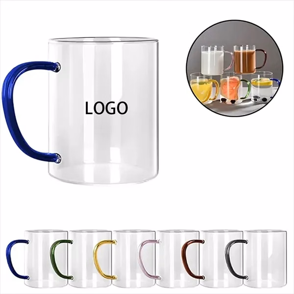 Colored Handle Glass Mug
