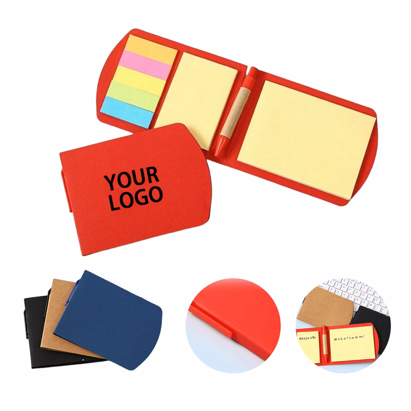 Kraft Cover Sticky Note And Memo Set With Ballpoint Pen 4.7" X 3.5"