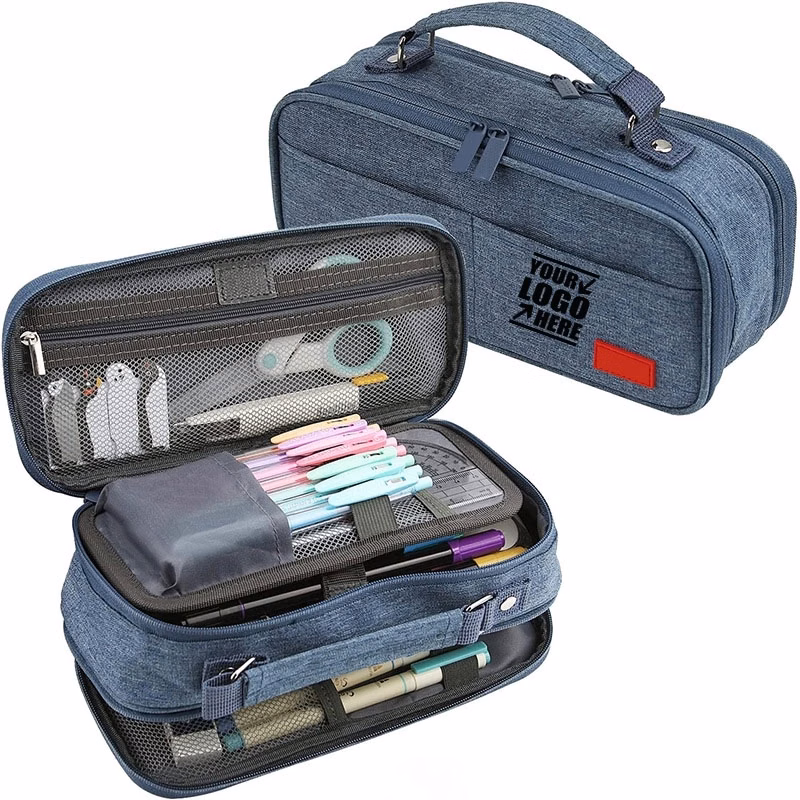Large Capacity Pencil Case Double Zipper Storage Bag