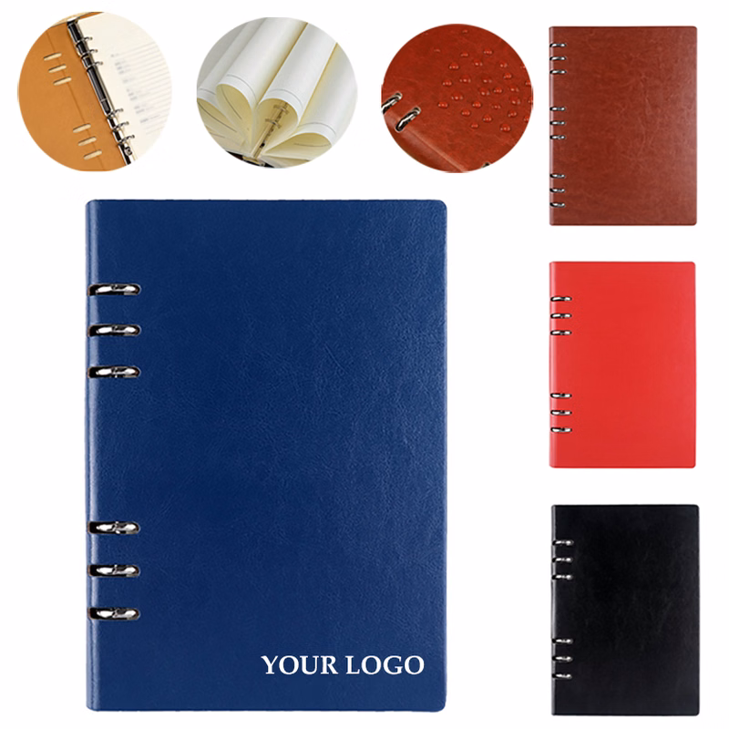 A5 PU Leather Notebook Loose Leaf Notebook with 6 Ring