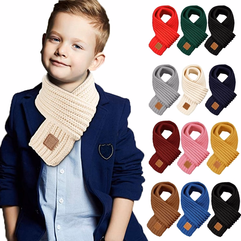 Kids Solid Color Knitted Scarves