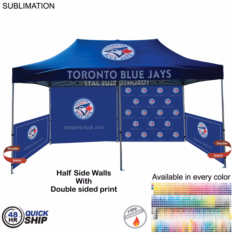 48 Hr Quick Ship - Half Side Wall for 10x20 Tent Kit, Sublimated, Double Sided Print
