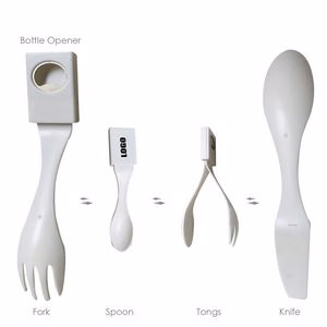 4 In 1 Food Grade Plastic Cutlery Set With Bottle Opener