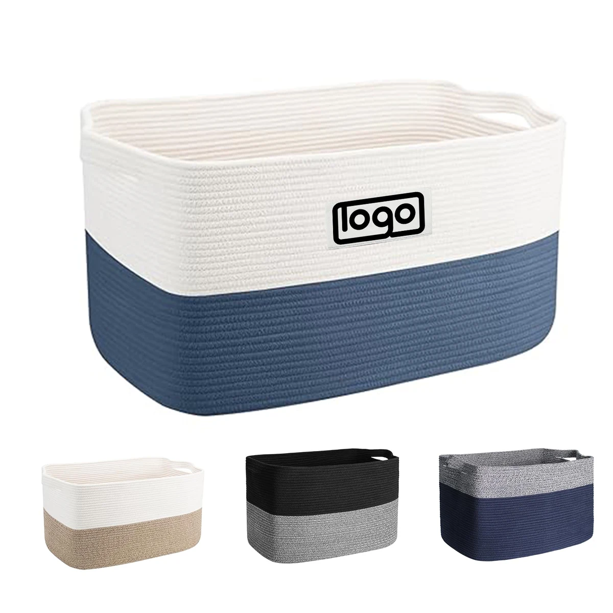 Foldable Cotton Rope Storage Basket 1