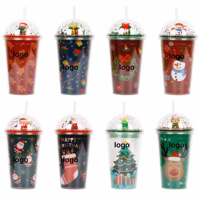 15oz Reusable Christmas Cup with Straw (direct import)