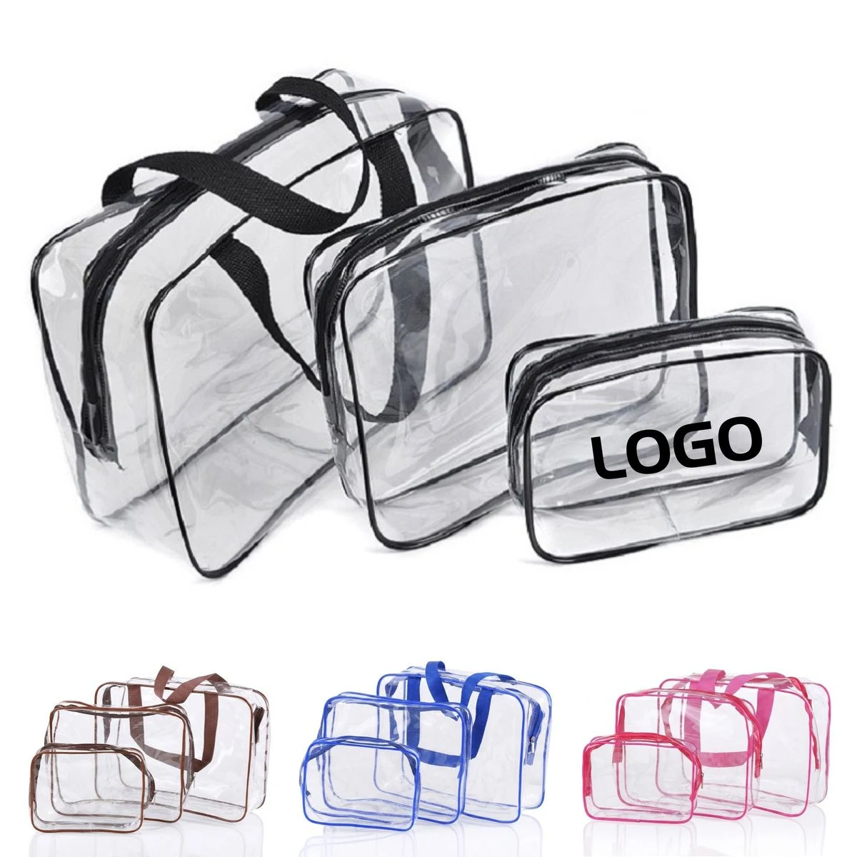 3 in 1 Clear PVC Cosmetic Bag Set for TSA Approval 1