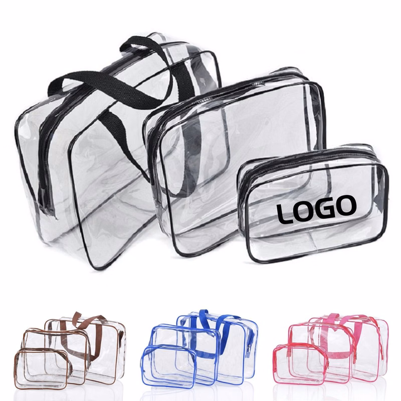 3 in 1 Clear PVC Cosmetic Bag Set for TSA Approval