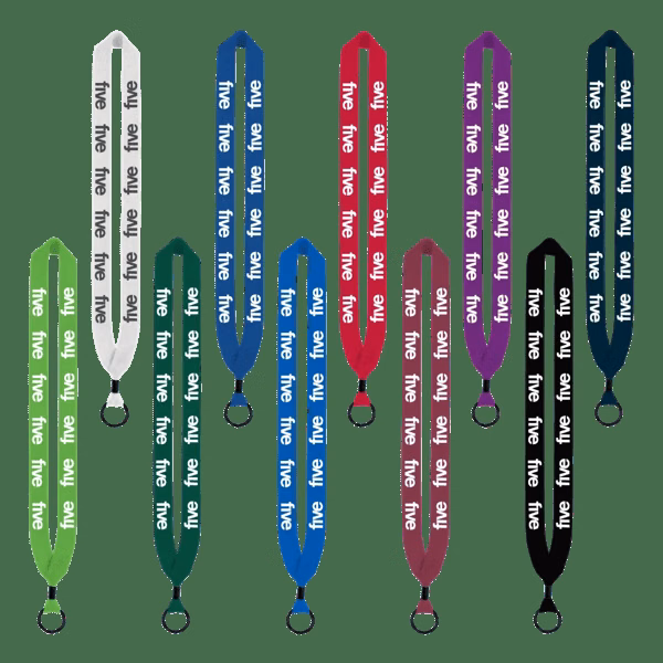 1" Cotton Lanyard with Metal Crimp & Metal Split-Ring