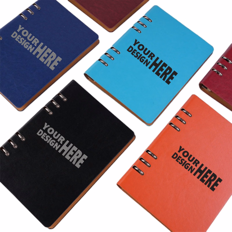 6-Ring Refillable Faux Leather Notebook 100 Sheets