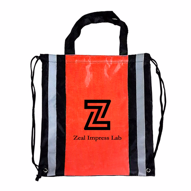 Reflective Polyester Drawstring Backpack