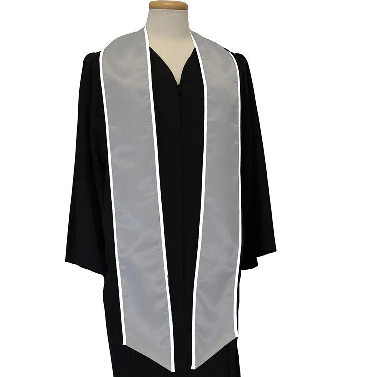 Light Gray 84" Graduation Stoles With White Binding 1