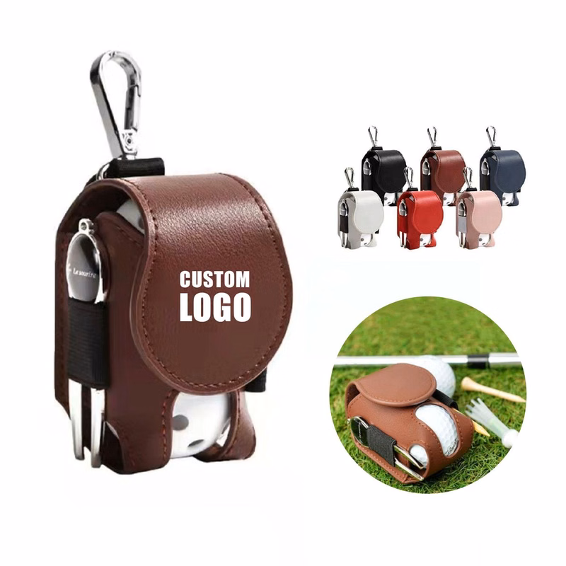 PU Leather Golf Ball Waist Pouch Bag & Tee Holder