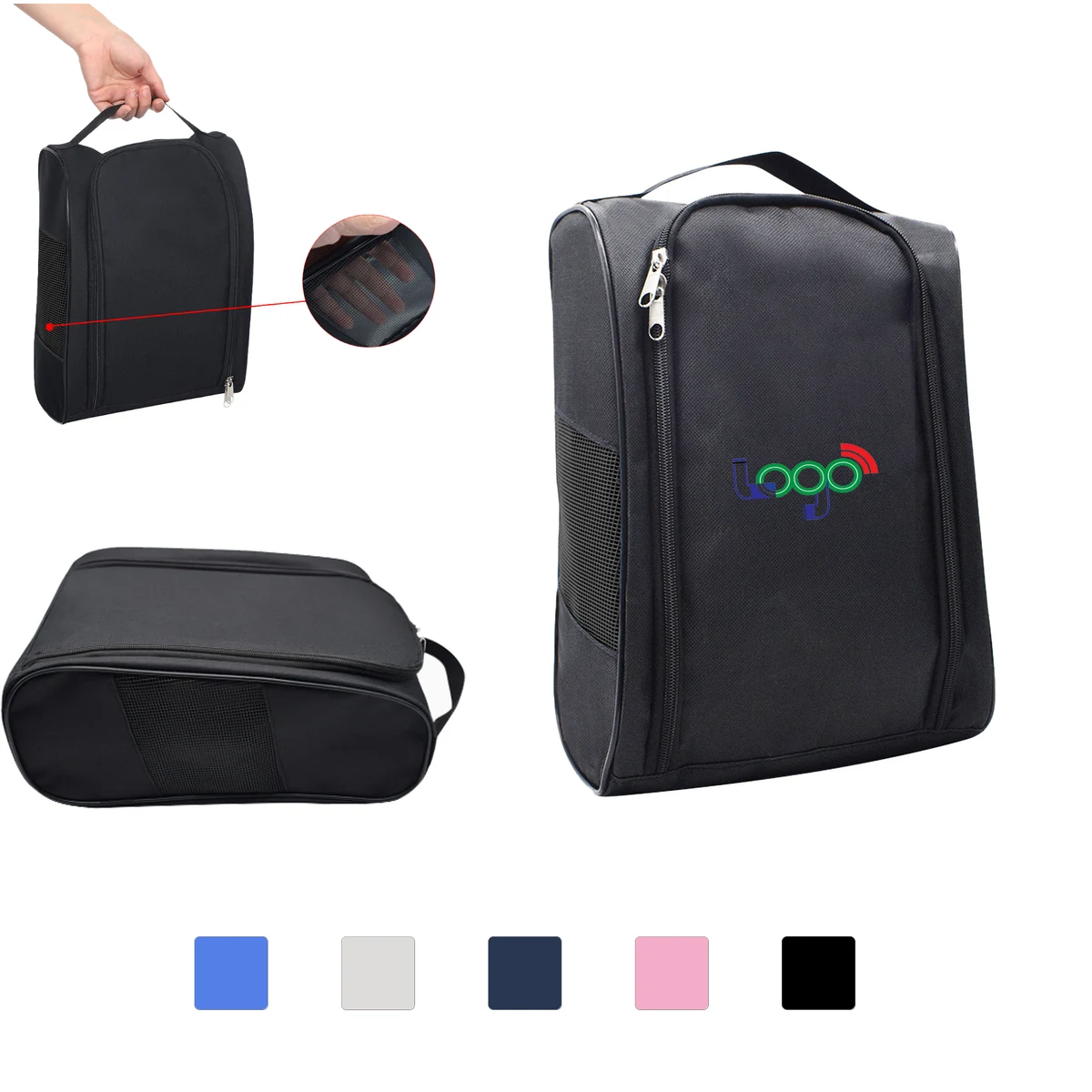 Golf Shoe Bag with Ventilated Mesh Panel 1