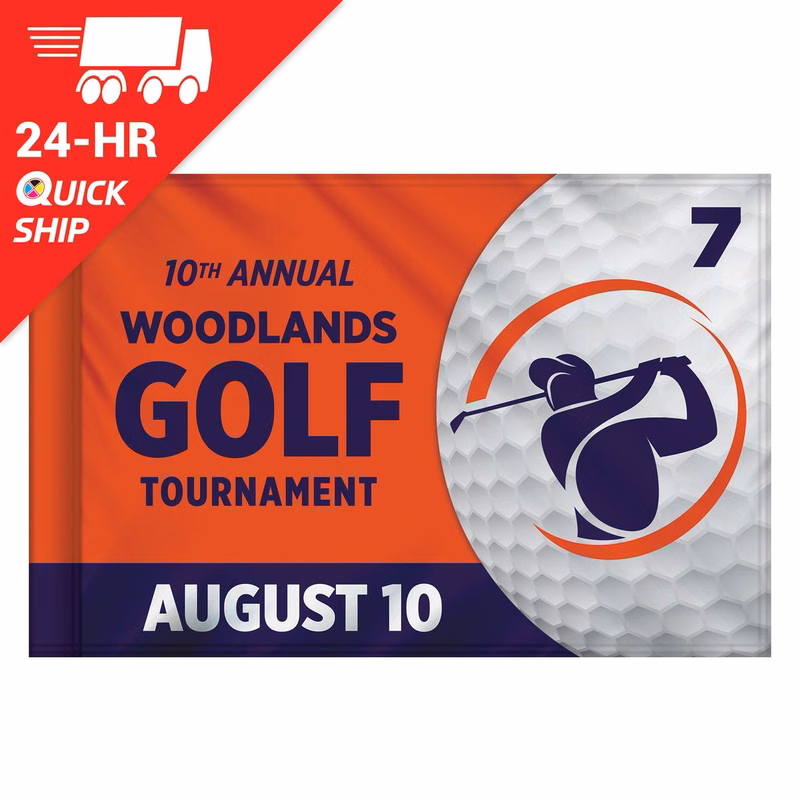 24 - Hour 14" x 20" Single Reverse Golf Flag with Tube