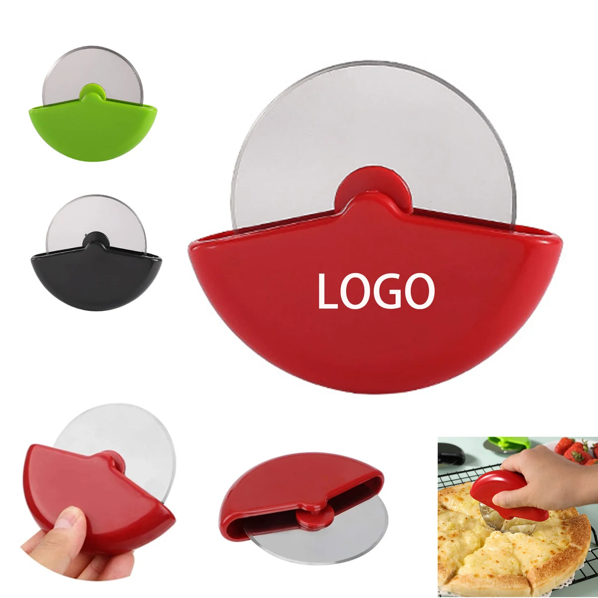 Stainless Steel Round Roller Pizza Cutter Knife 1