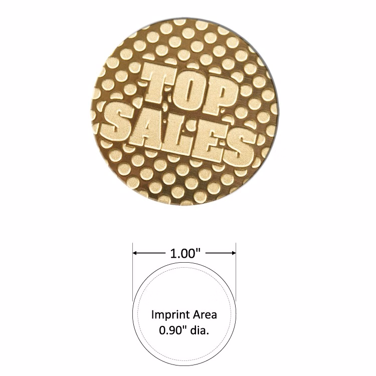 Round 1.00" Polished Brass Etched Lapel Pin - USA Made