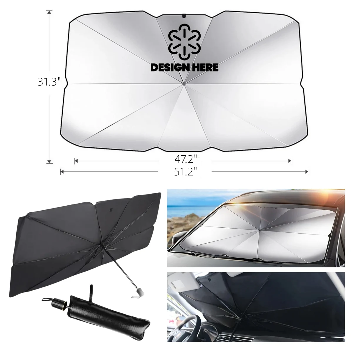 Car Front Sun Shade Windshield Foldable Umbrella 1
