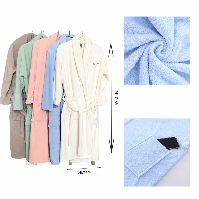 MOQ 10 PCS Absorbent Coral Fleece Bathrobe
