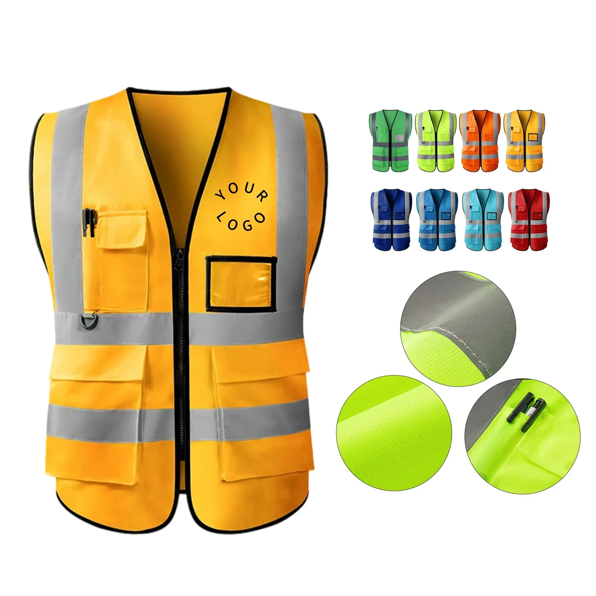 High-Visibility Work Vest with Reflective Strips and Pockets 1