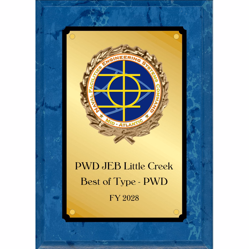 Marble Finish Plaque With Logo In Wreath Decoration