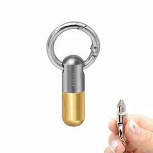Capsule Shaped Mini Knife Box Opener with Keychain Attachment