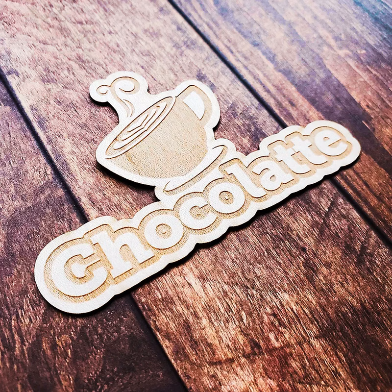 Laser Etched Maple Wood Stickers
