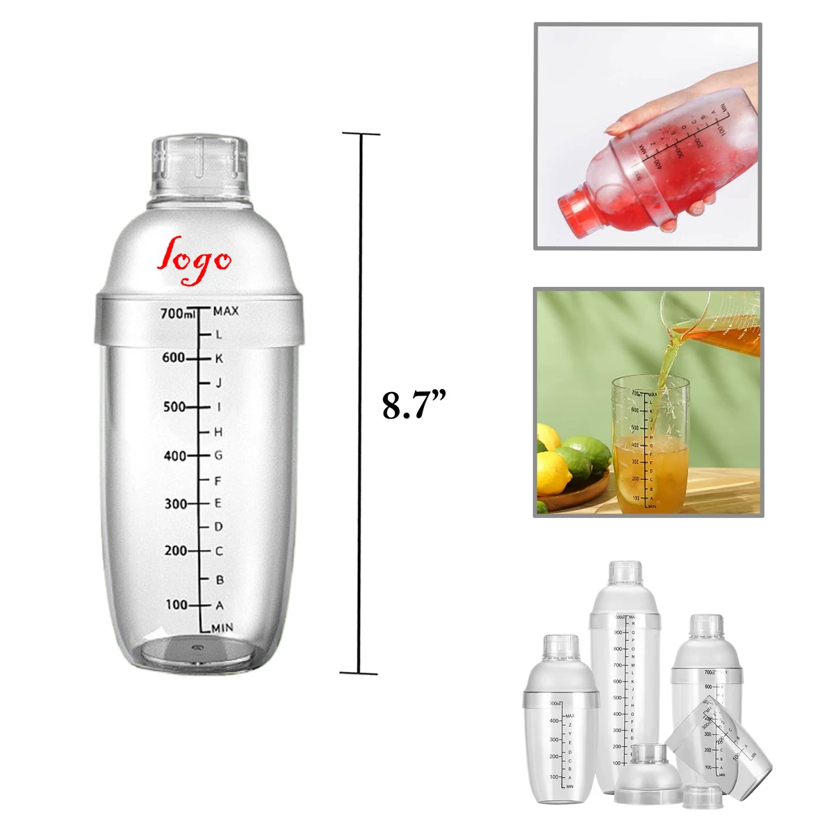 MOQ50 24oz Matte Black Cocktail Shaker for Bubble Tea 1