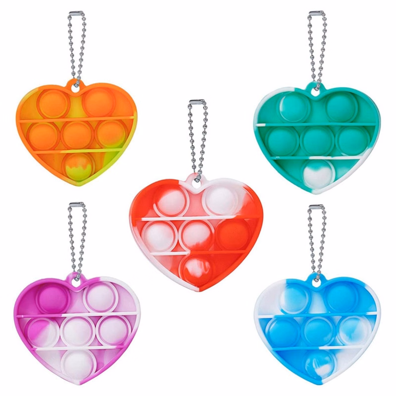 Heart Push Bubble Pops Fidget Keychain
