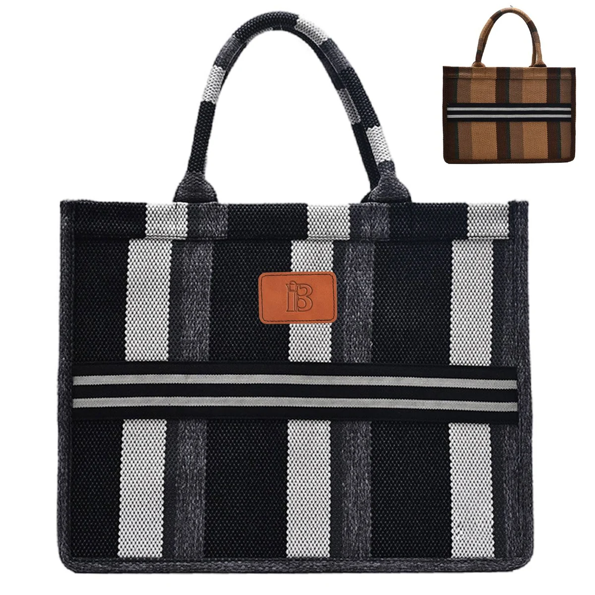 Canvas Tote Bag Simple Stripe Large Capacity, custom tote bag with logo imprint 1