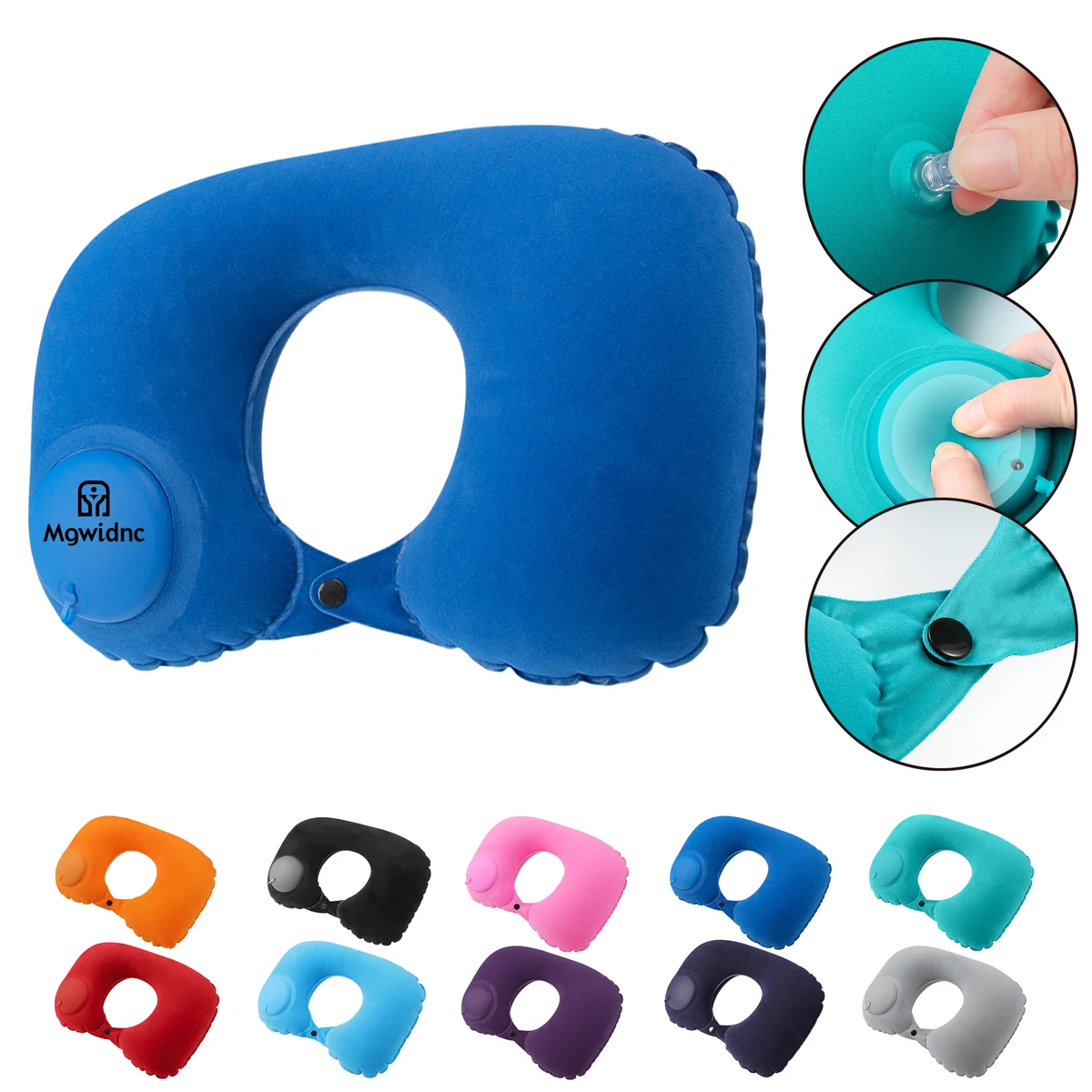 Press Inflatable Flocked U-Shaped Neck Pillow for Travel 1